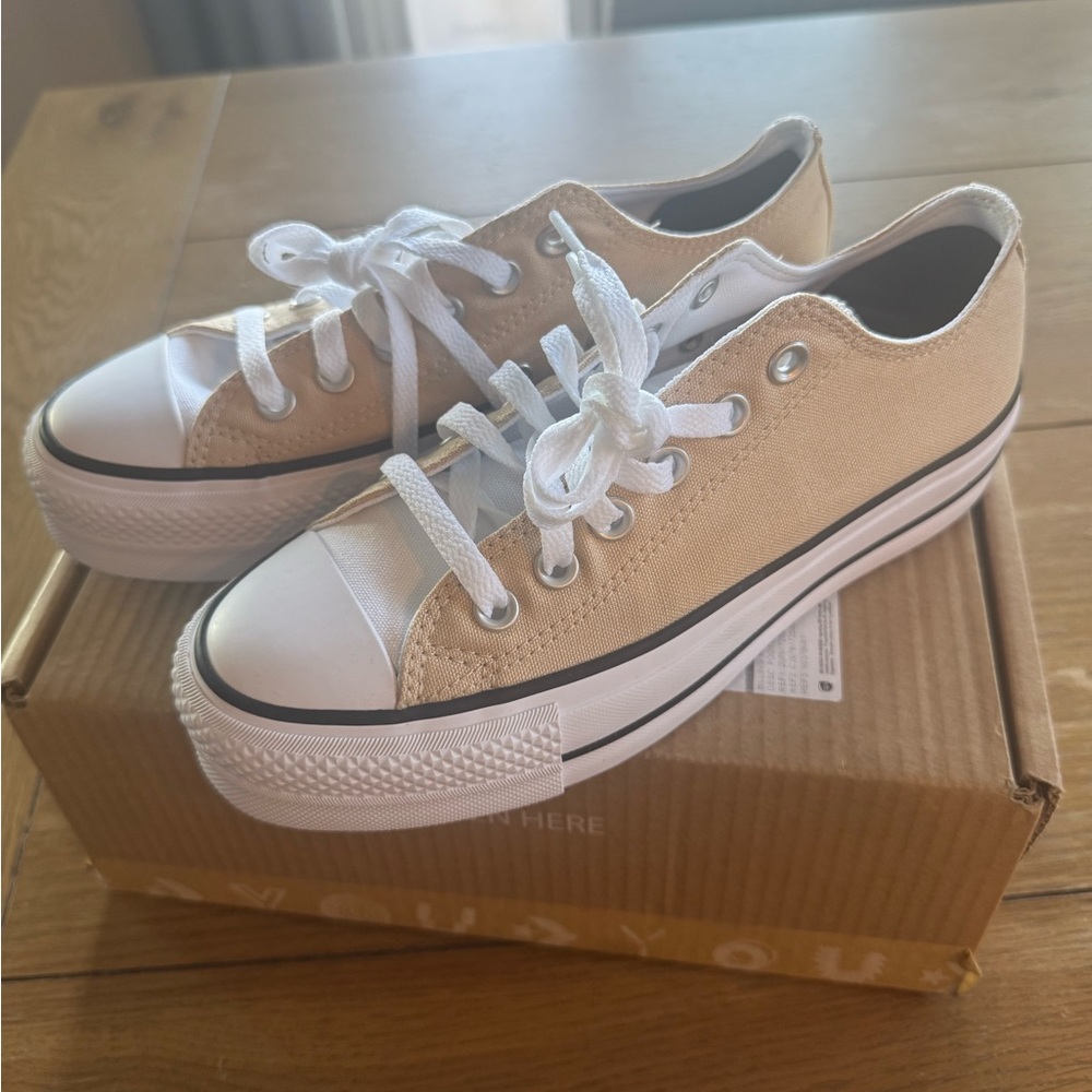 Converse Beige and White Canvas Sneakers